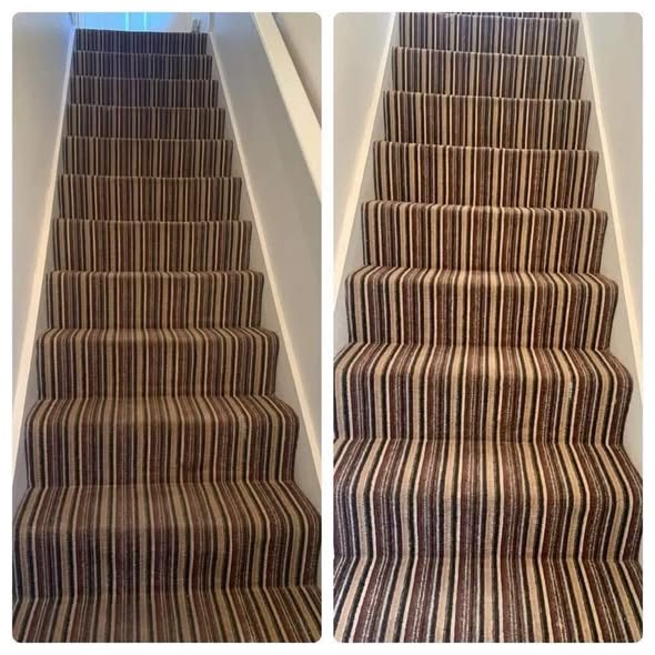 Striped stair carpet cleaned
